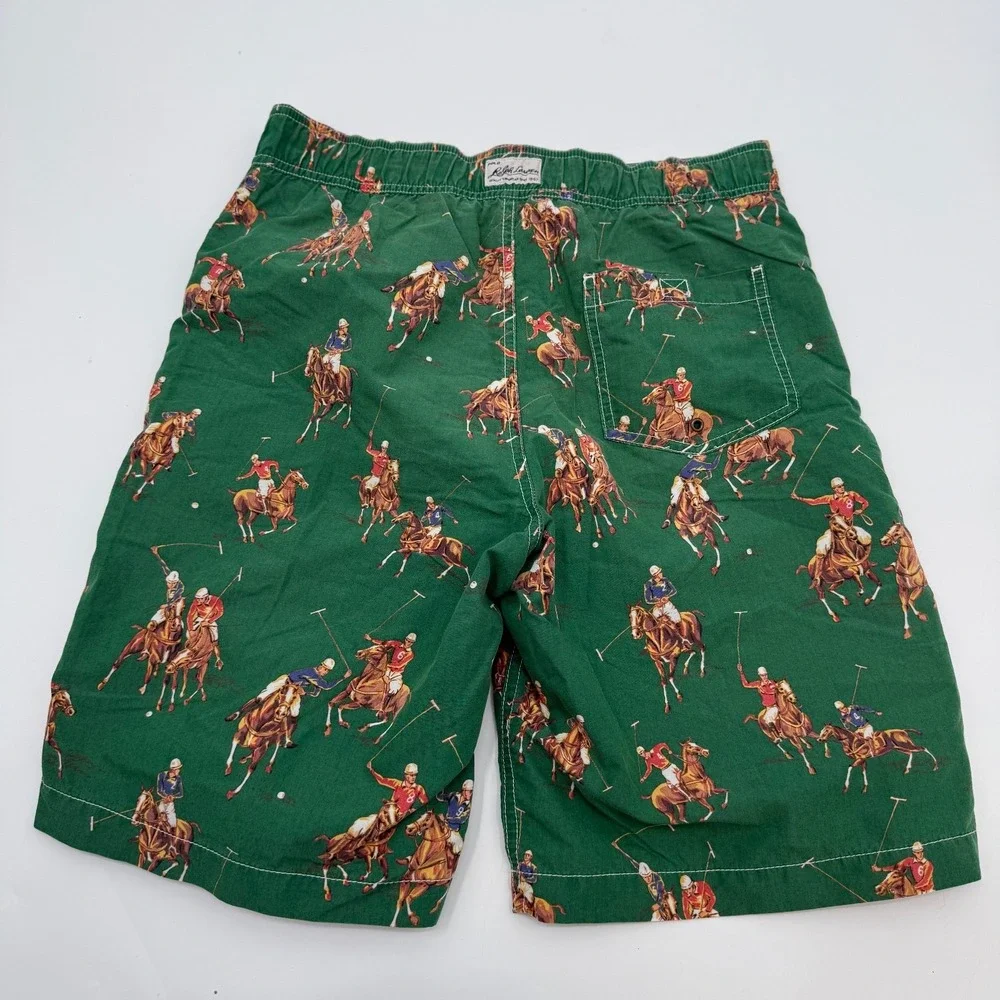 Polo Ralph Lauren Youth Size Large Swimming Trunks Horse Graphic Green
